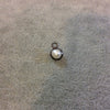 Gunmetal Finish Round Shaped Pearl Bezel Pendant/Drop Component - Measuring 5mm - Natural Semi-precious Gemstone
