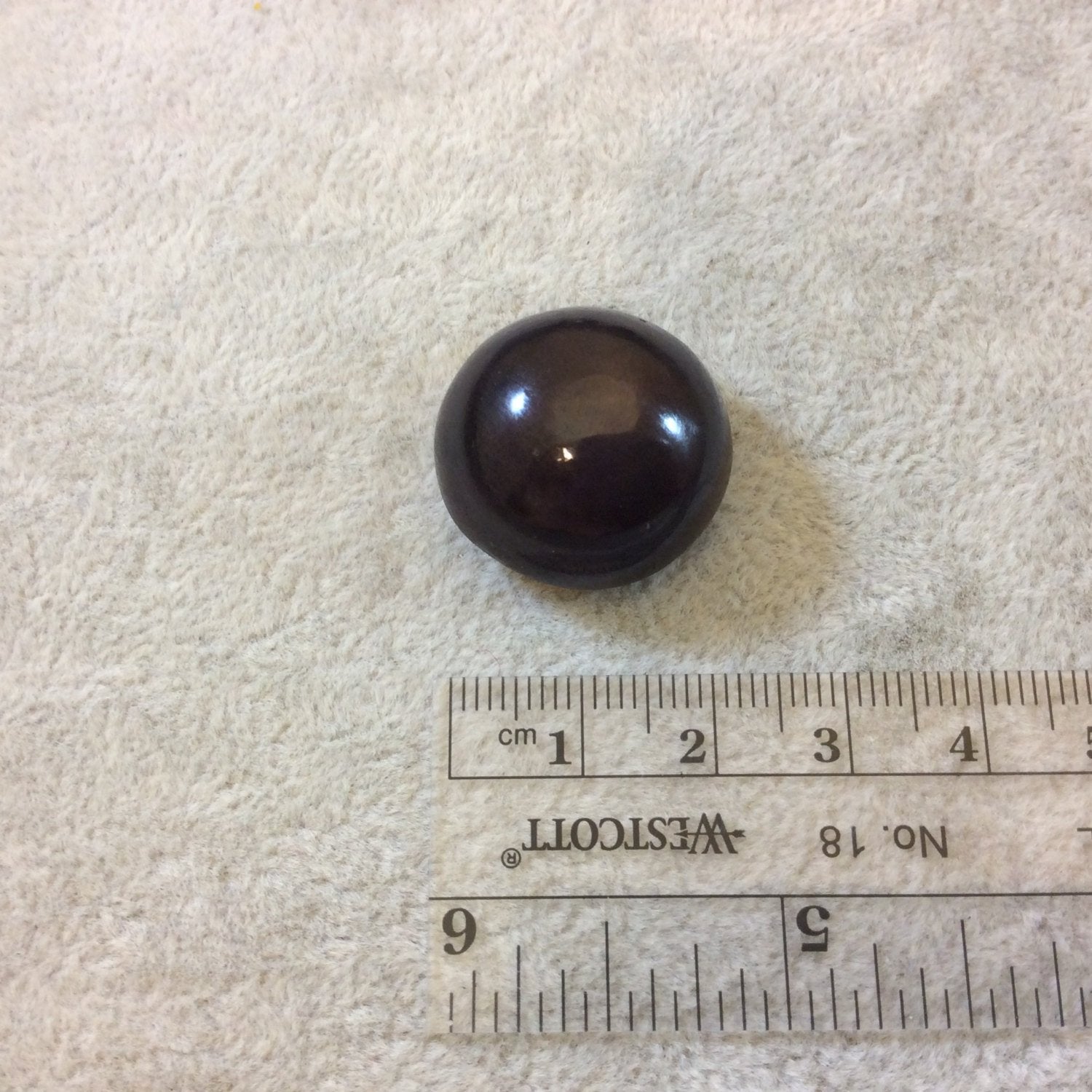 AAA Round Shaped Dark Plum Star Garnet Flat Back Cabochon - Measuring 23mm x 23mm, 13mm Dome Height - Natural Gemstone Cab