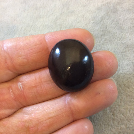 AAA Oval Shaped Dark Plum Star Garnet Flat Back Cabochon - Measuring 22mm x 26mm, 11mm Dome Height - Natural Gemstone Cab