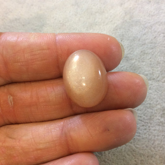 AAA Oval Shaped Peach Moonstone Flat Back Cabochon - Measuring 16mm x 21mm, 9mm Dome Height - Natural Gemstone Cab