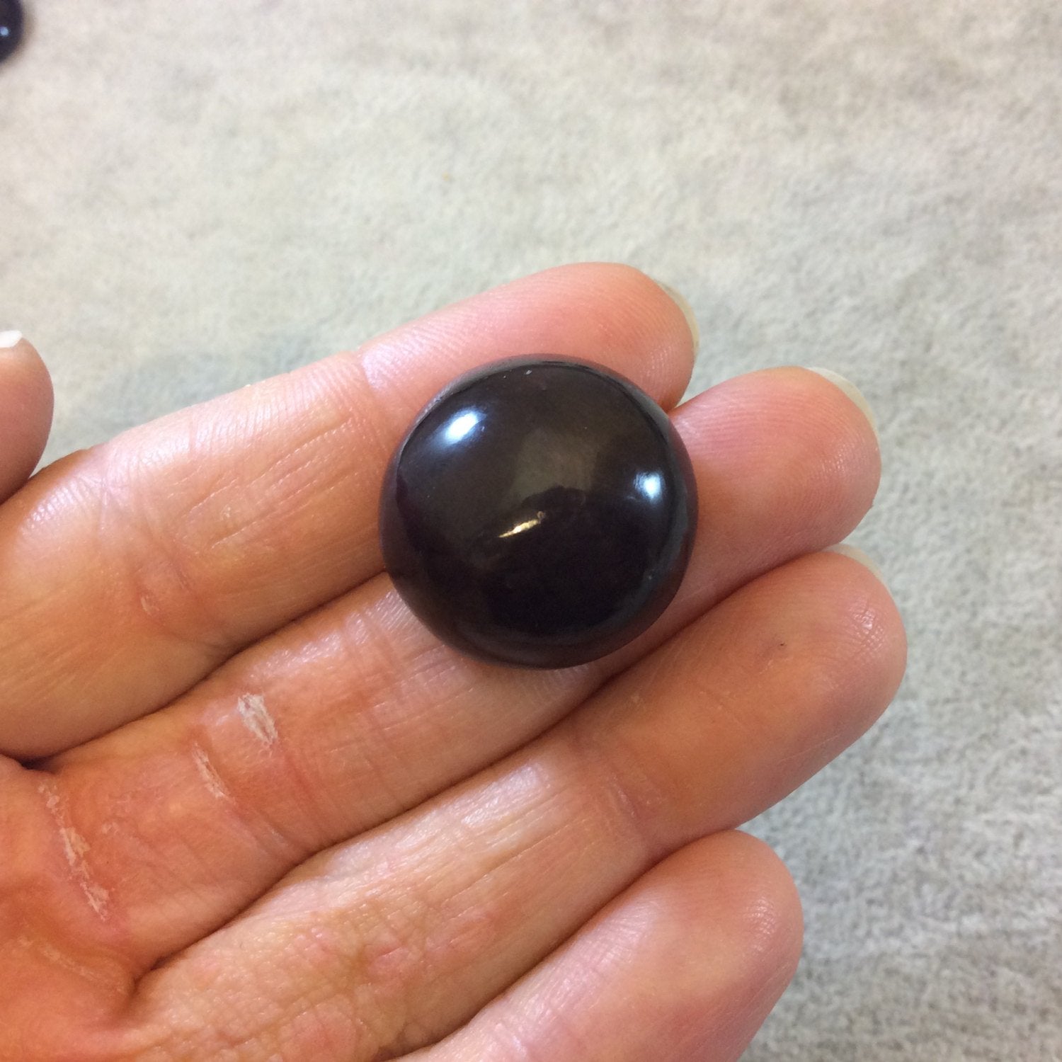 AAA Round Shaped Dark Plum Star Garnet Flat Back Cabochon - Measuring 23mm x 23mm, 13mm Dome Height - Natural Gemstone Cab