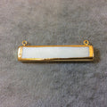 Gold Electroplated Horizontal Rectangle/Bar Shaped White Bone Focal Pendants - Measuring 10mm x 52mm Approximately - Sold Individually