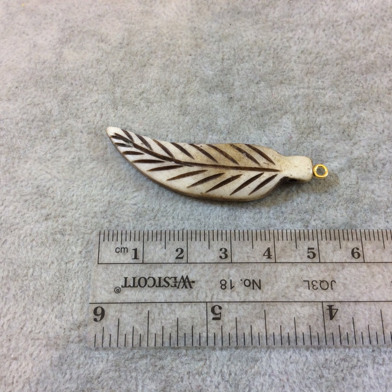 Skinny Leaf/Feather Shaped Natural Light Brown Bone Focal Pendants - Measuring 12mm x 50mm Approximately - Sold Individually. (BL 6)