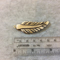 Medium Sized Leaf/Feather Shaped Natural Light Brown Bone Focal Pendants - Measuring 19mm x 52mm Approximately - Sold Individually.(BL 5)