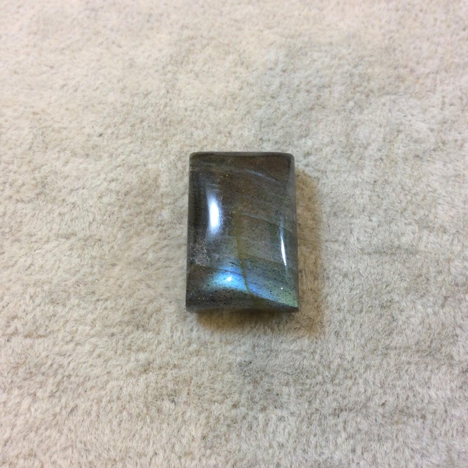 AAA Rectangle Shaped Iridescent Blue/Green Labradorite Flat Back Cabochon - Measuring 15mm x 23mm, 8mm Dome Height - Natural Gemstone Cab
