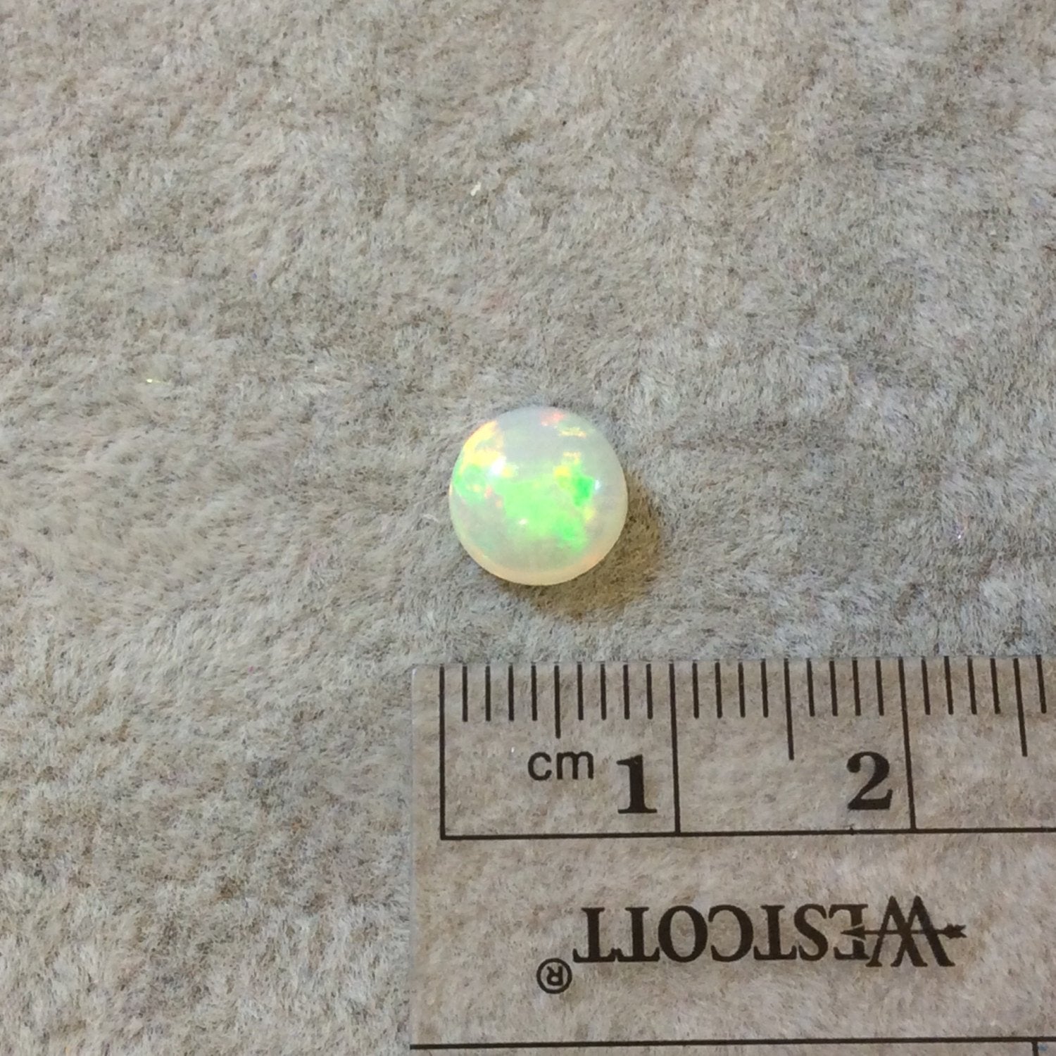 High Quality Round Smooth Red/Org/Green Pinfire Ethiopian Opal Flat Back Cab "8RB"- Measuring 8mm, 4.3mm Dome Height - Natural Gemstone Cab