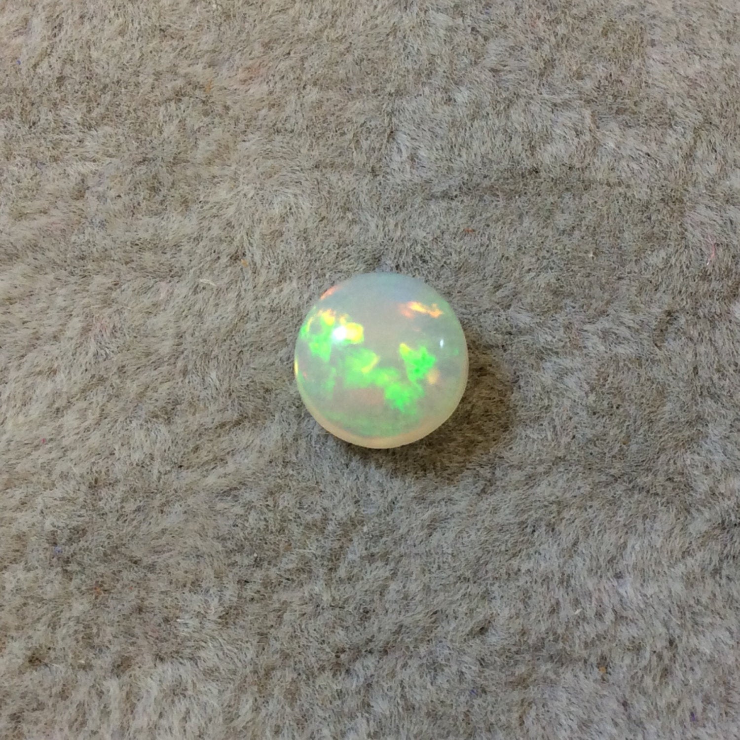 High Quality Round Smooth Red/Org/Green Pinfire Ethiopian Opal Flat Back Cab "8RB"- Measuring 8mm, 4.3mm Dome Height - Natural Gemstone Cab