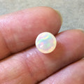 High Quality Round Smooth Red/Org/Green Pinfire Ethiopian Opal Flat Back Cab "8RB"- Measuring 8mm, 4.3mm Dome Height - Natural Gemstone Cab