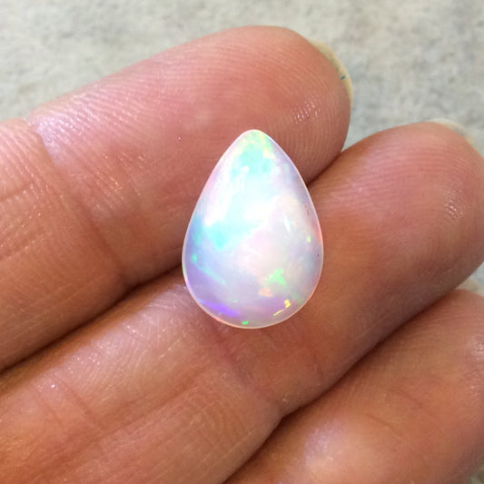 OOAK Smooth Pear/Teardrop Blue Rainbow Pinfire Ethiopian Opal Semi-Precious Gemstone Cabochon "1115P"- Measuring 10.9mm x 15.2mm x 6.9mm