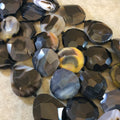 Faceted Black/Cream Banded Agate Slab Beads - 16" Strand (Approximately 9-10 Beads) - Measuring 35mm x 40mm - Natural Semiprecious Gemstone