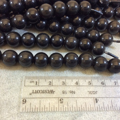 12mm Black Obsidian Round/Ball Large Hole Beads - 8" Strand (Approx. 17 Beads) - Natural Semi-Precious Gemstone - Great for Leather and Hemp