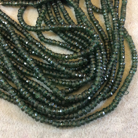 3mm Faceted Green Apatite Rondelle Beads - 14" Strand (Approximately 154 Beads) - Natural Semi-Precious Gemstone