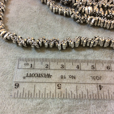 Silver Finish Floral "X" Shaped Pewter Beads (8392)- 7-8" Strand (Approximately 46 Beads) - Measuring 5mm x 5mm, Approx. - 4mm Hole Size