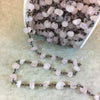 Gunmetal Plated Copper Rosary Chain with 4-8mm Rose Quartz Chip Beads - Sold by the Foot, or in Bulk! - Natural Semi-Precious Beaded Chain