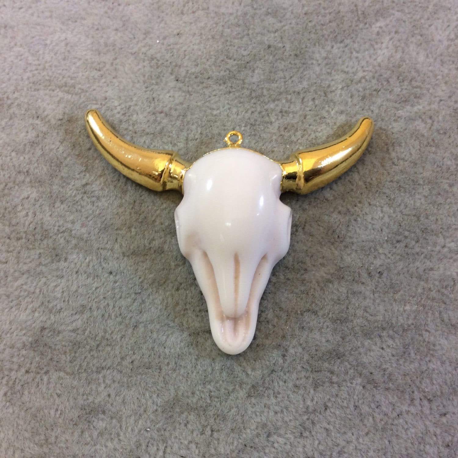 Gold Finish Electroplated Acrylic Bull/Steer Skull Shaped Focal Pendants - Measuring 60mm x 50mm Approximately - Sold Individually