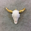 Gold Finish Electroplated Acrylic Bull/Steer Skull Shaped Focal Pendants - Measuring 60mm x 50mm Approximately - Sold Individually