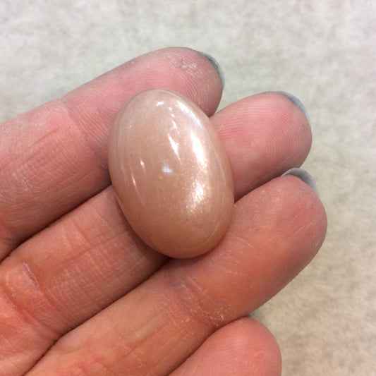 AAA Oval Shaped Peach Moonstone Flat Back Cabochon - Measuring 18mm x 27mm, 11mm Dome Height - Natural Gemstone Cab