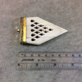 3" White/Ivory Pointed Arrow Shaped Natural Ox Bone Pendant with Carved Drops and Dotted Cap - Measuring 43mm x 80mm, Approx.