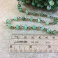 Gunmetal Plated Copper Rosary Chain with Faceted 6-7mm Rondelle Chrysoprase Beads - Sold by the Foot! (CH323-GM) - Natural Beaded Chain