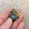 Labradorite Bezel | Natural Semi-precious Gemstone | Single OOAK Gold Finish Faceted Teardrop Shaped Pendant "B2"- Measuring 26mm x 27mm