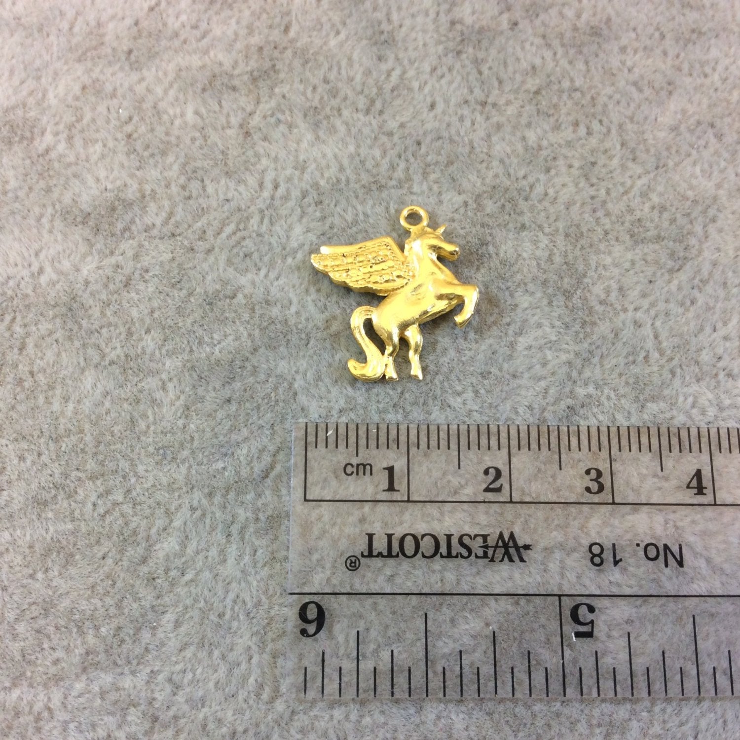 Yellow Gold Tone Winged Unicorn Shaped Cast Alloy Charm/Pendant - Measuring 18mm x 17mm, Approximately - Sold Individually