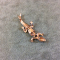 Rose Gold Tone Jointed Lizard Shaped Cast Alloy Charm/Pendant - Measuring 15mm x 40mm, Approximately - Sold Individually