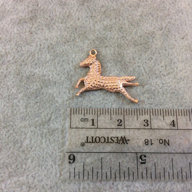 Rose Gold Tone Studded Horse Shaped Cast Alloy Charm/Pendant - Measuring 25mm x 19mm, Approximately - Sold Individually