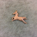Bright Copper Tone Studded Horse Shaped Cast Alloy Charm/Pendant - Measuring 25mm x 19mm, Approximately - Sold Individually