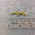 Antique/Oxidized Gold Tone Jointed Lizard Shaped Cast Alloy Charm/Pendant - Measuring 15mm x 40mm, Approximately - Sold Individually