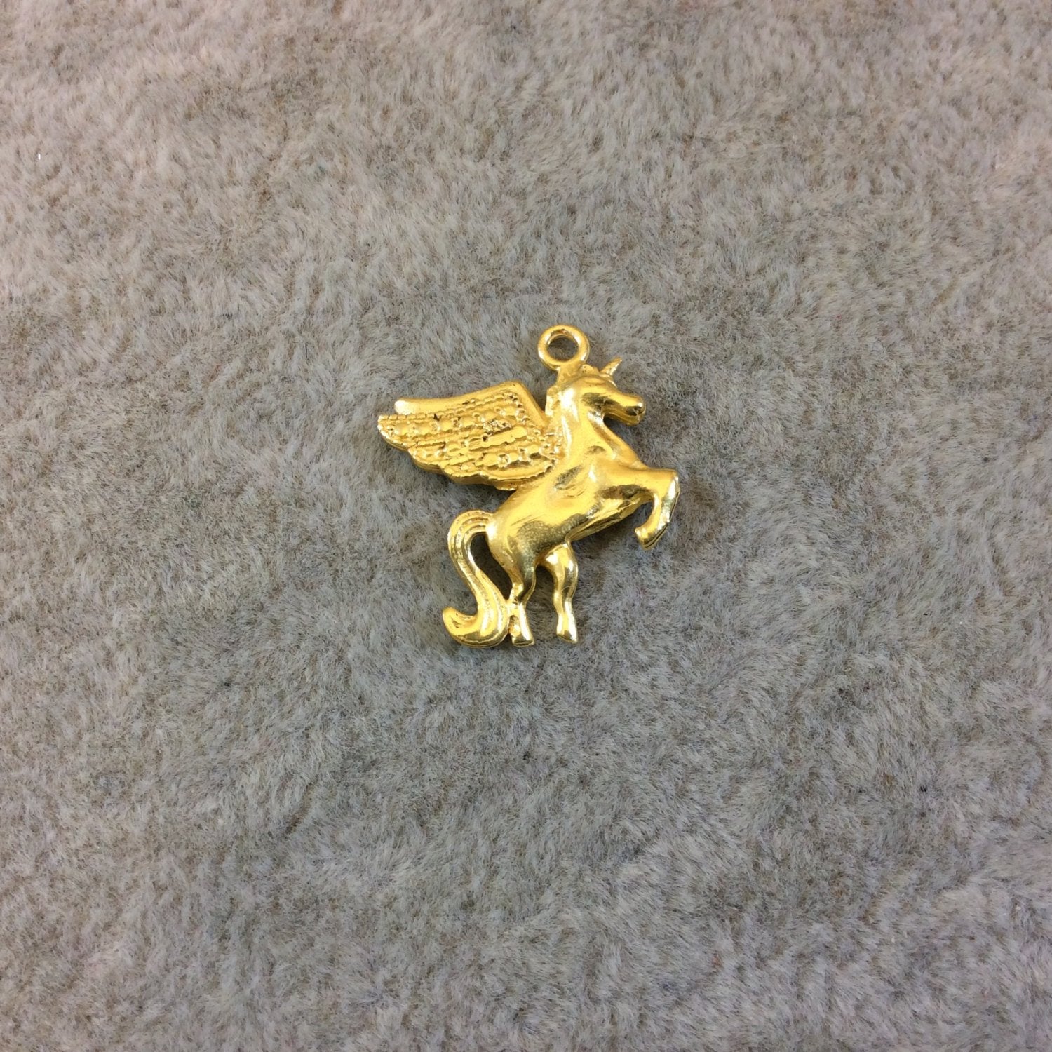 Yellow Gold Tone Winged Unicorn Shaped Cast Alloy Charm/Pendant - Measuring 18mm x 17mm, Approximately - Sold Individually