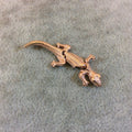 Rose Gold Tone Jointed Lizard Shaped Cast Alloy Charm/Pendant - Measuring 15mm x 40mm, Approximately - Sold Individually