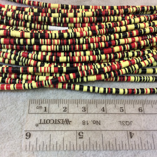 3mm African Cream/Black/Red Vinyl Heishi Beads 11" Strand (Approximately 600 Beads) Funky Tribal Beads Made From Recycled Vinyl Record (VB1)