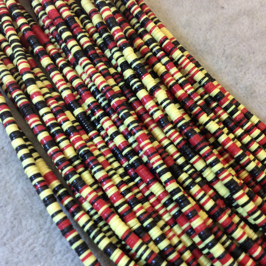 3mm African Cream/Black/Red Vinyl Heishi Beads 11" Strand (Approximately 600 Beads) Funky Tribal Beads Made From Recycled Vinyl Record (VB1)