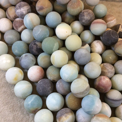 16mm Matte Finish Smooth Round/Ball Shape Multicolor Amazonite Beads - 15.5" Strand (Approximately 25 Beads) - Natural Gemstone