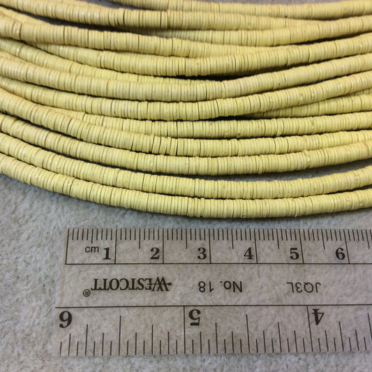 4mm African Cream Vinyl Heishi Beads - 11" Strand (Approximately 600 Beads) - Funky Tribal Trade Beads Made From Recycled Vinyl Record