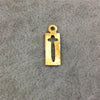 Gold Finish Small Rectangle/Bar Shaped Cross Dagger Cutout Pendant/Charm Components - Measuring 6mm x 14mm - Sold in Packs of 10 (198-GD)