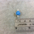Silver Finish Faceted Veined Turquoise Howlite Heart/Teardrop Bezel Two Ring Connector Component - Measuring 10mm x 10mm