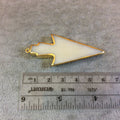 Gold Electroplated Ivory/White Regular Arrowhead Shape Natural Bone Focal Pendant - Measuring 25mm x 58mm Approx - Sold Individually (BA 2)