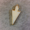 Gold Electroplated Ivory/White Regular Arrowhead Shape Natural Bone Focal Pendant - Measuring 25mm x 58mm Approx - Sold Individually (BA 2)