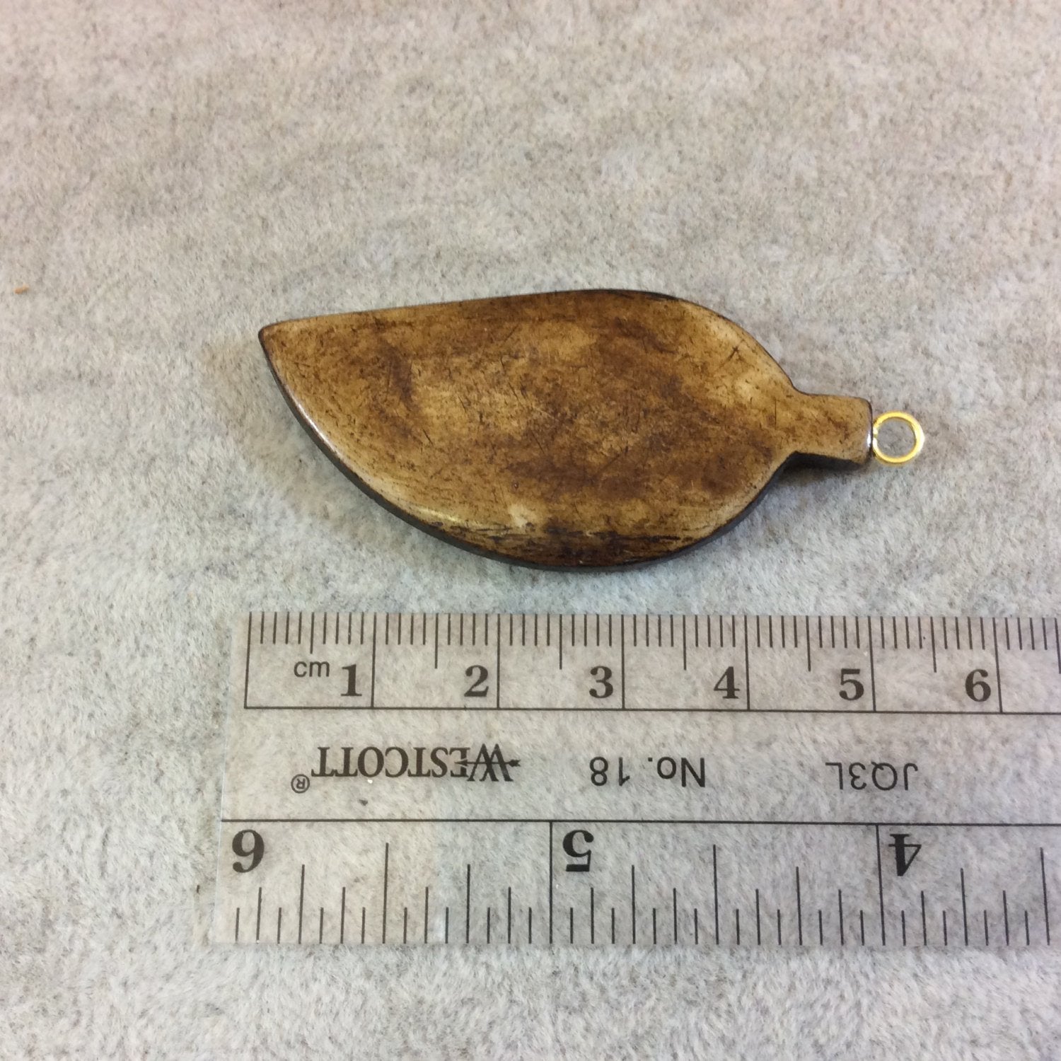 Medium Sized Smooth Leaf/Feather Shaped Natural Brown Bone Focal Pendants - Measuring 23mm x 53mm Approximately - Sold Individually (BL 3)