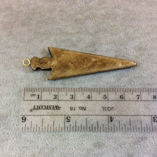 Medium Sized Skinny Arrowhead/Arrow Shaped Natural Brown Bone Focal Pendants  Measuring 20mm x 65mm Approximately - Sold Individually (BA 3)
