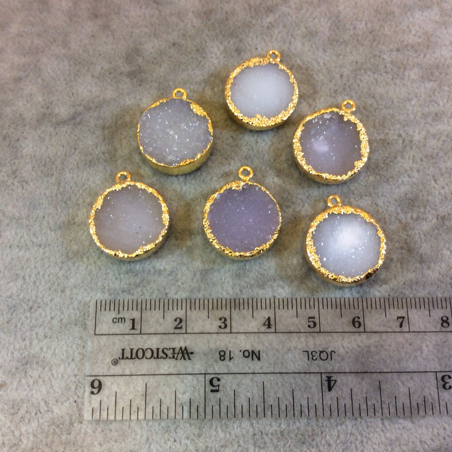 Premium Round Gold Plated Druzy Pendant - Measuring 18mm x 18mm Approximately - Natural Electroformed Pendant - Sold Individually/Random