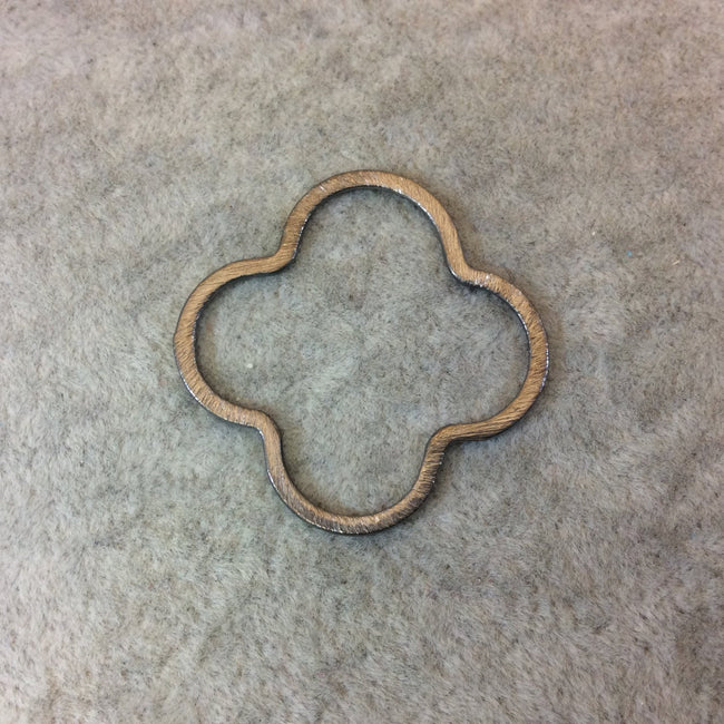 32mm Gunmetal Brushed Finish Open Quatrefoil/Clover Shaped Plated Copper Components - Sold in Pre-Counted Bulk Packs of 10 Pieces - (604-GM)