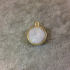 Gold Plated Natural Moonstone Faceted Round/Coin Shaped Copper Bezel Pendant - Measures 14mm x 14mm - Sold Individually, Randomly Chosen
