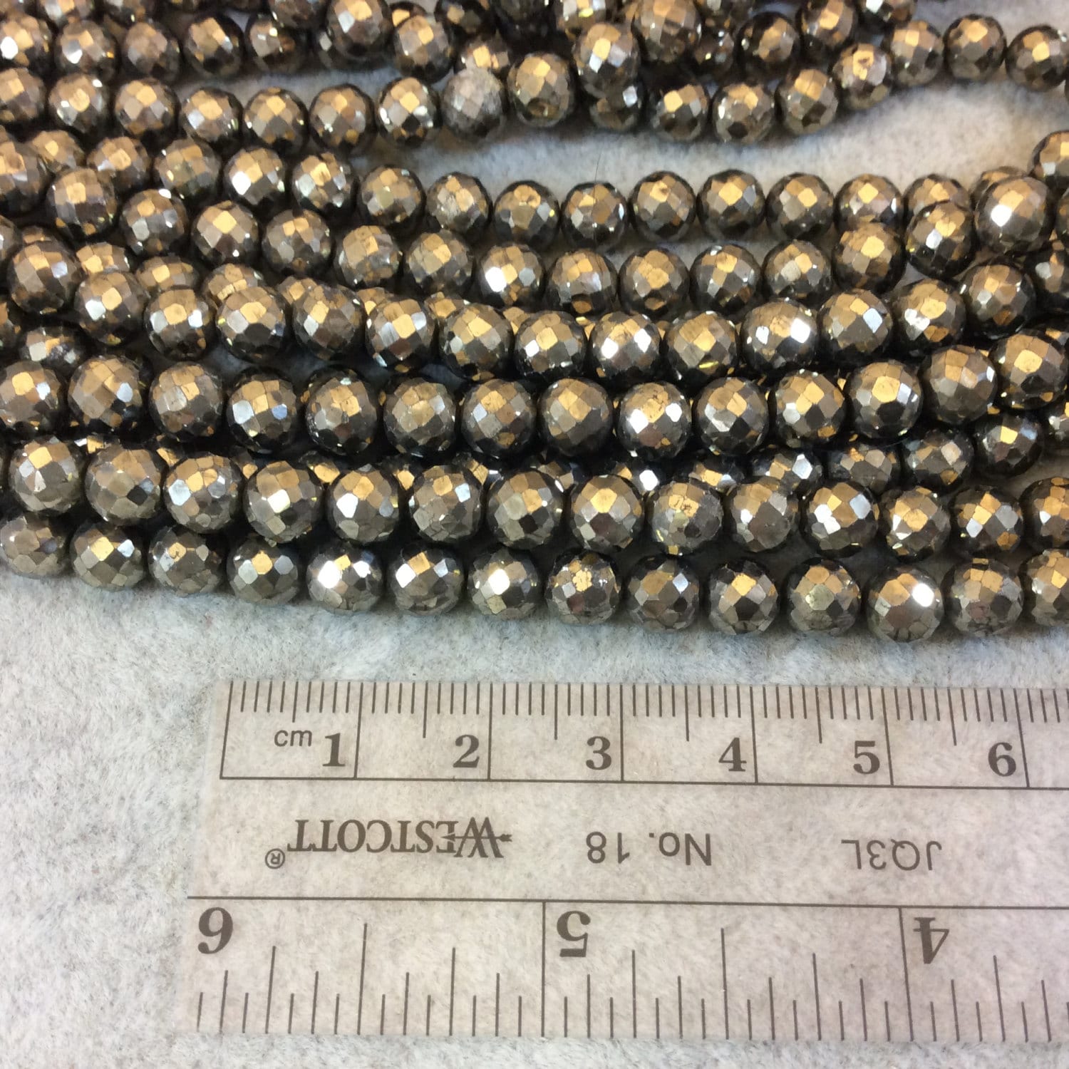 Pyrite Beads 6mm Faceted Semi Precious Gemstone Beads Only Beads