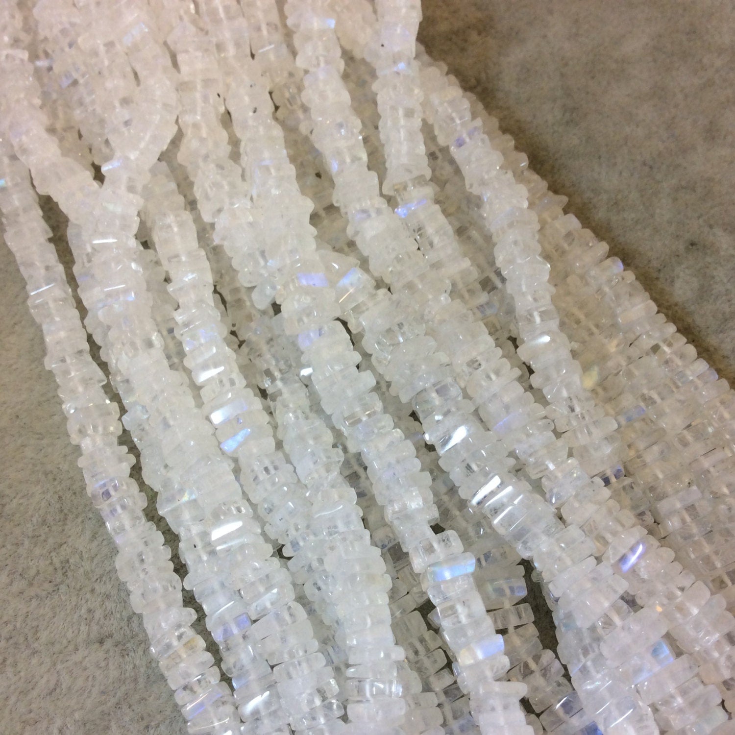 Moonstone Heishi Beads - 5mm Square Flat Beads