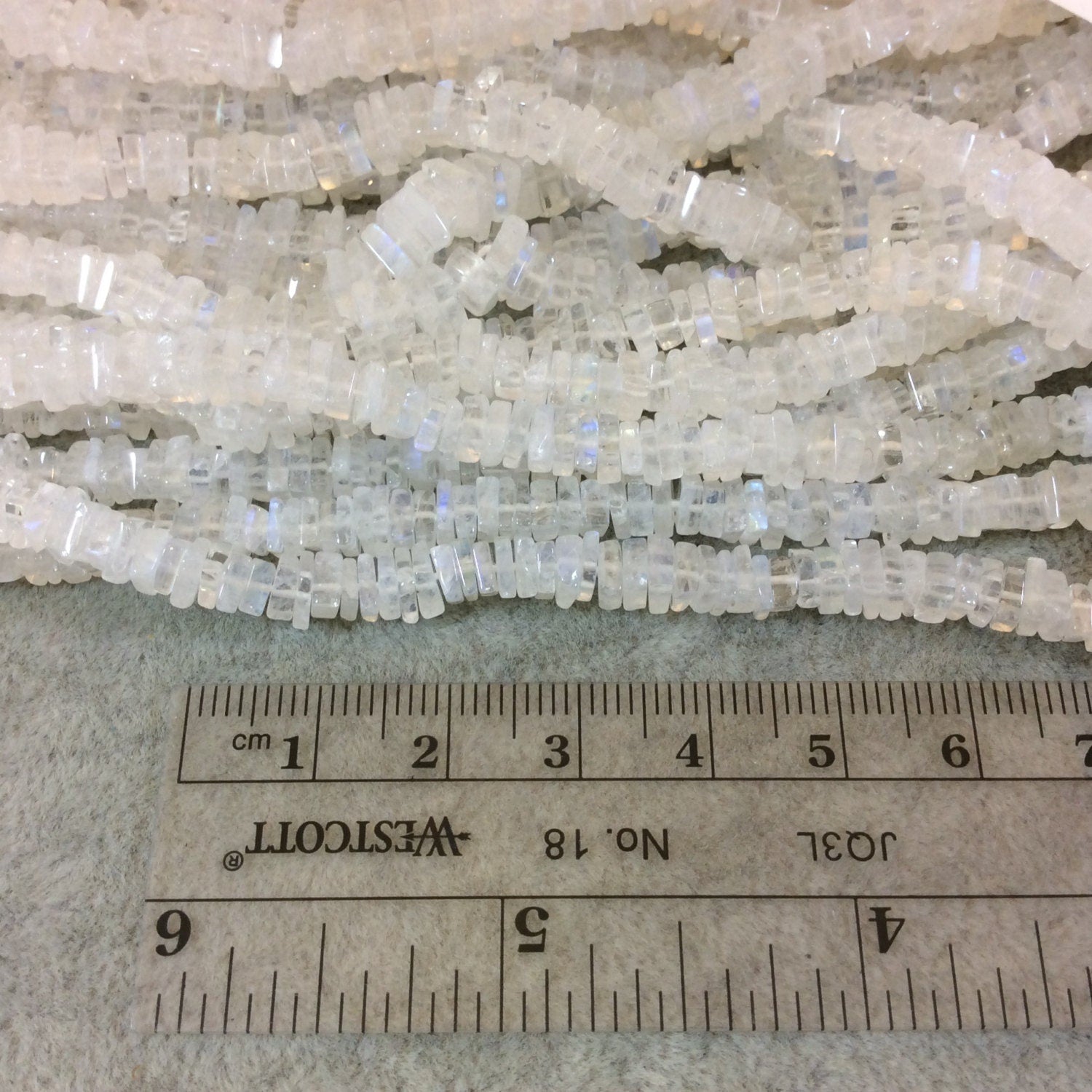 Moonstone Heishi Beads - 5mm Square Flat Beads