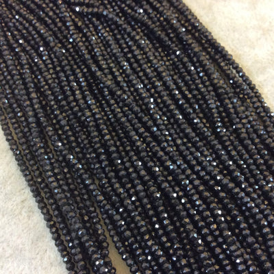 Black Spinel Beads - 2mm Faceted Rondelle Shape - High Quality Hand-Cut Indian Semi-Precious Gemstone