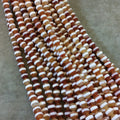 6mm Matte Finish Smooth Round Peach/White Striped Tibetan Agate Beads - 16" Strand (Approximately 64 Beads) - Natural Semi-Precious Gemstone