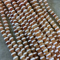 8mm Matte Finish Smooth Round Peach/White Striped Tibetan Agate Beads - 16" Strand (Approximately 48 Beads) - Natural Semi-Precious Gemstone